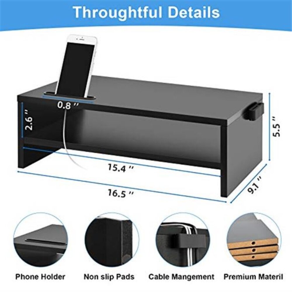 Monitor Stand Riser 16 Inch Desktop Organizer 2Tier Laptop Computer Screen ShelF - Picture 3 of 12